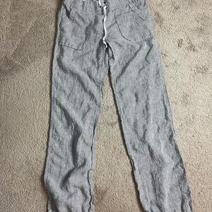 Athleta Striped Gray Linen Pants